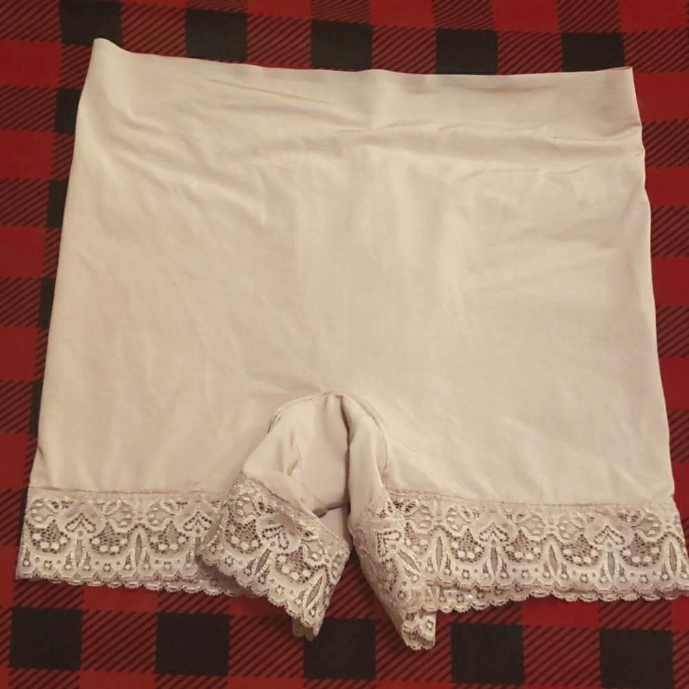 Ruby Ribbon Lace Boy Shorts Pale 3xl